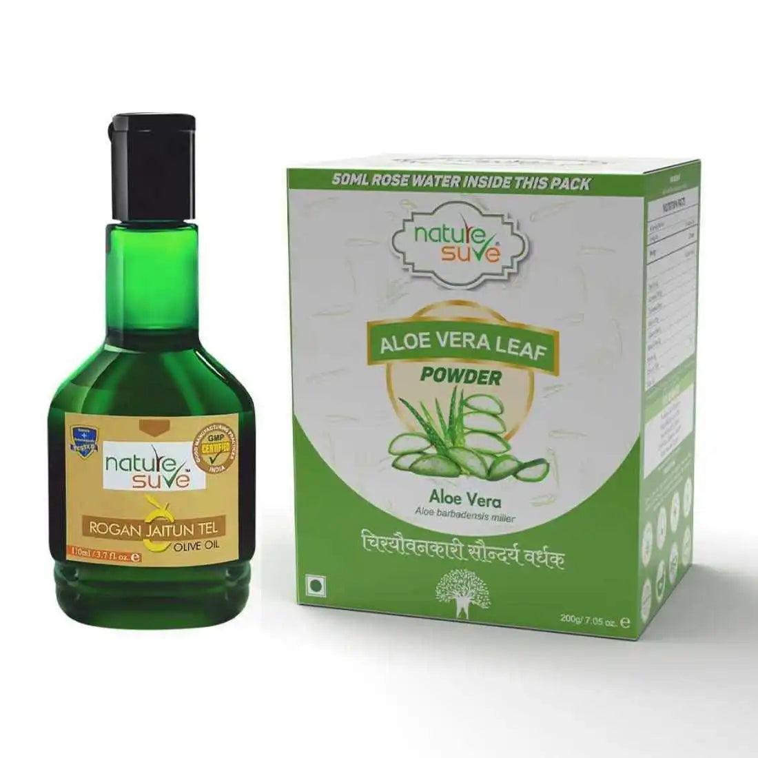 Nature Sure Combo - Rogan Jaitun Massage Oil 110ml and Aloe Vera Leaf Powder 200g - Official Brand Store