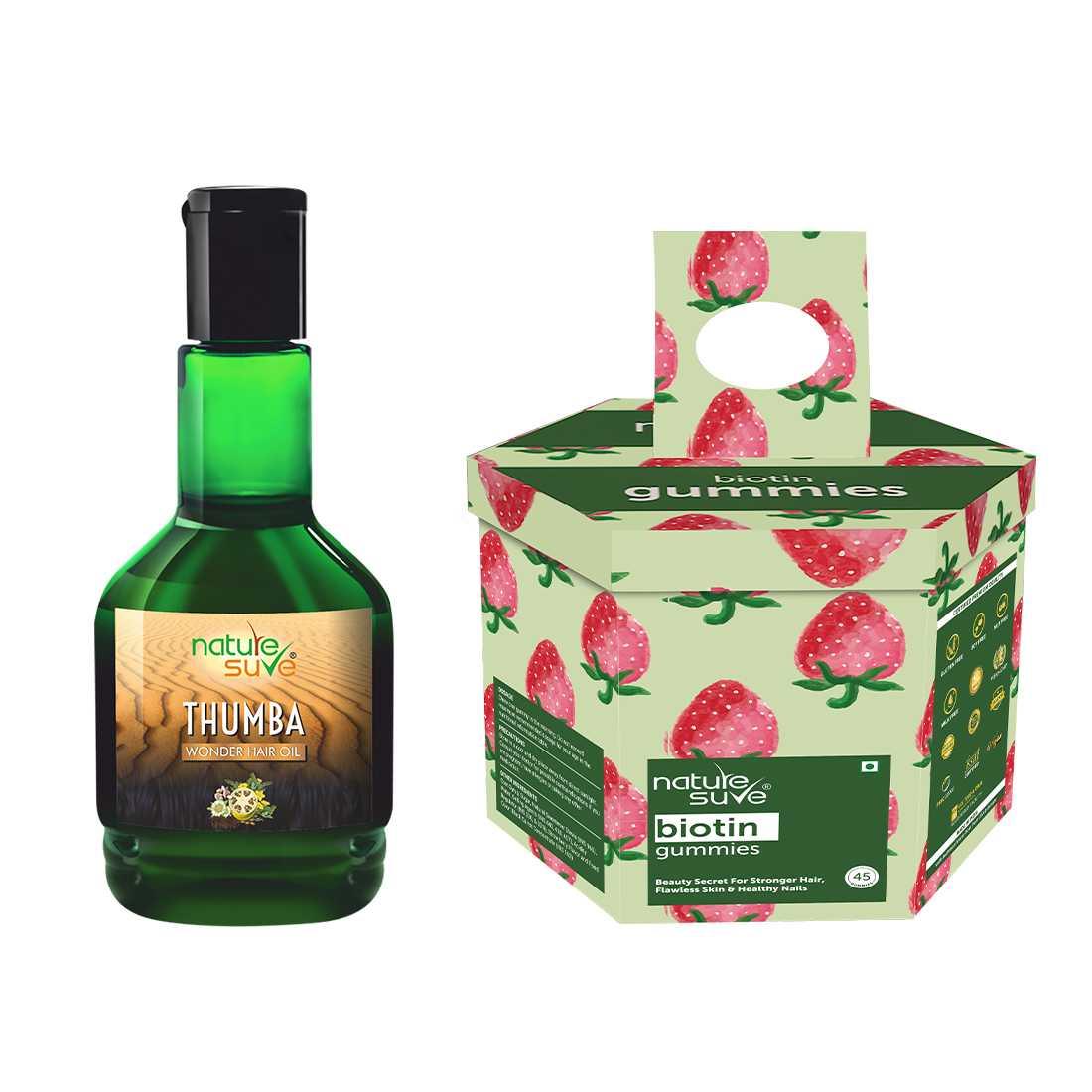 Nature Sure Combo - Thumba Wonder Hair Oil 110ml and 45 Biotin Gummies  - Official Brand Store