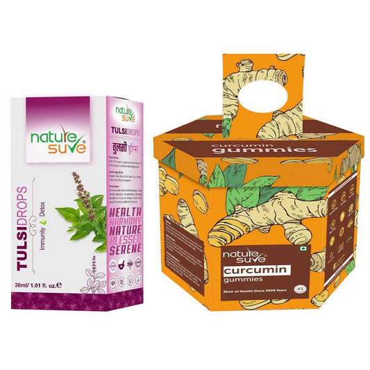 Nature Sure Combo - Tulsi Drops 30ml and 45 Curcumin Gummies  - Official Brand Store