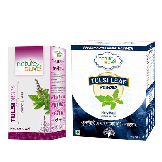 Nature Sure Combo - Tulsi Drops 30ml and Tulsi Leaf Powder 200g  - Official Brand Store