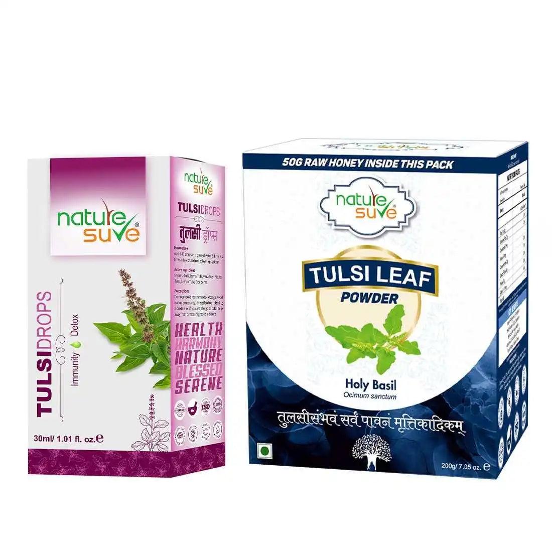 Nature Sure Combo - Tulsi Drops 30ml and Tulsi Leaf Powder 200g - Official Brand Store