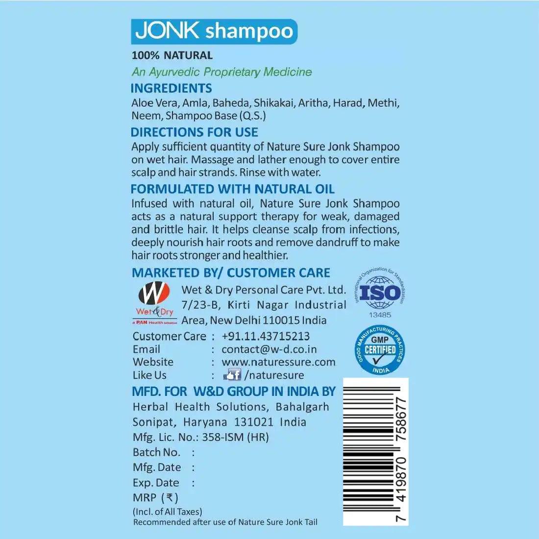 Nature Sure Jonk Shampoo Hair Cleanser for Men & Women - 200ml - Official Brand Store: everteen | NEUD | Nature Sure | ManSure