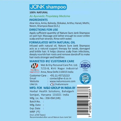 Nature Sure Jonk Shampoo Hair Cleanser for Men & Women - 200ml - Official Brand Store: everteen | NEUD | Nature Sure | ManSure