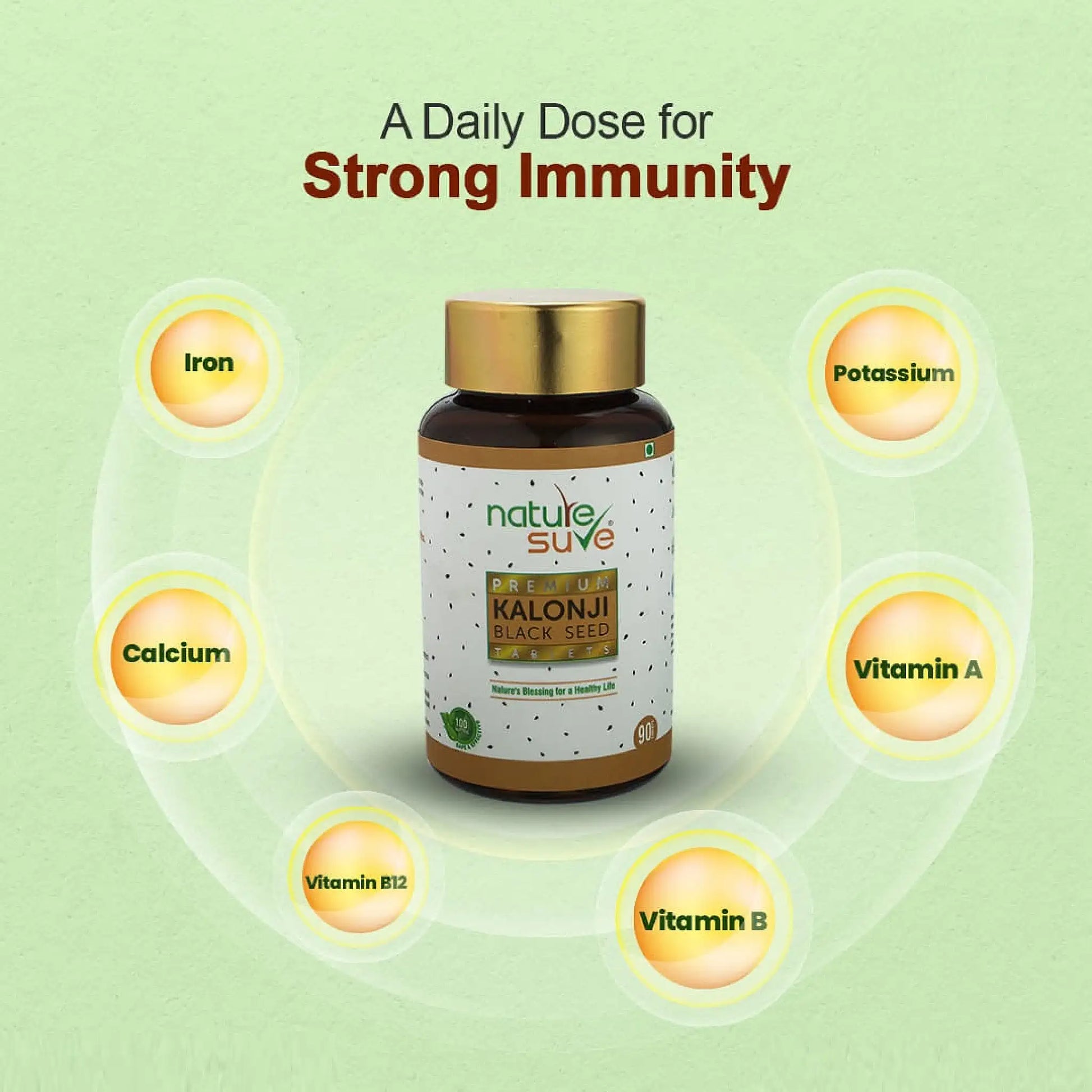 Nature Sure Kalonji Tablets - Rich in Vitamins and Minerals For Strong Immune Support