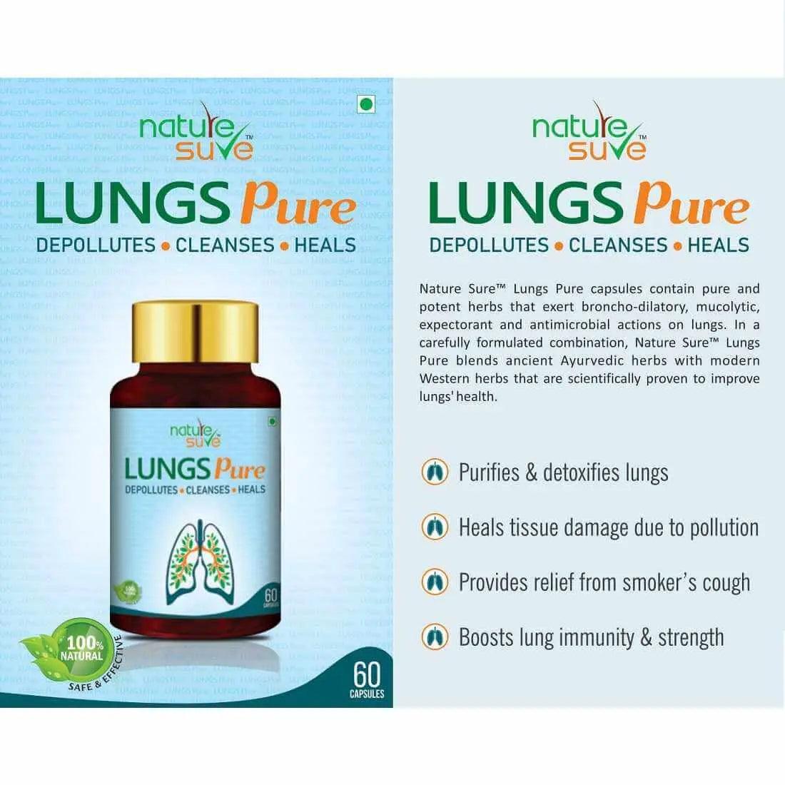 Nature Sure Lungs Pure for Protection Against Pollution, Smoke & Respiratory Health Problems - 60 Capsules