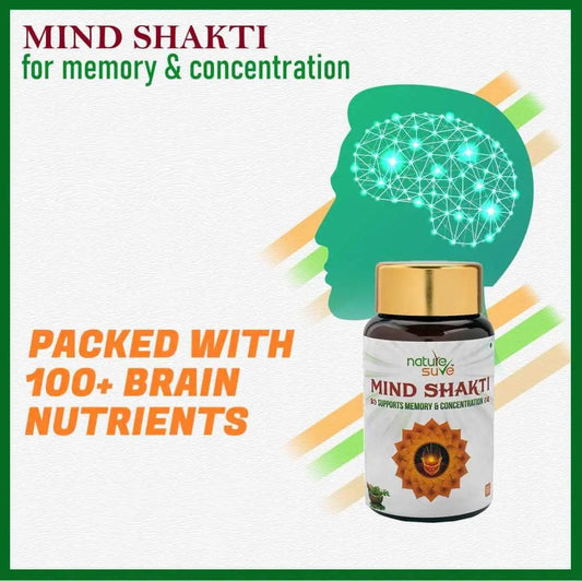 Nature Sure Mind Shakti Tablets for Memory and Concentration in Men & Women - 60 Tablets