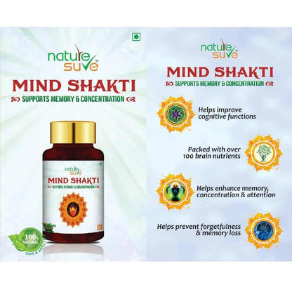 Nature Sure Mind Shakti Tablets for Memory and Concentration in Men & Women - 60 Tablets