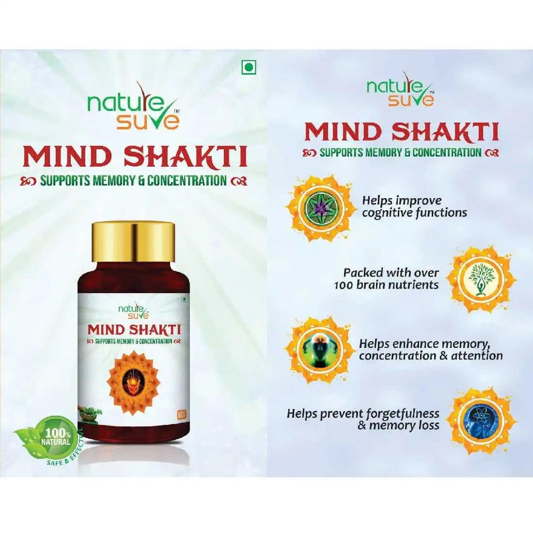 Nature Sure Mind Shakti Tablets for Memory and Concentration help improve cognitive function - everteen-neud.com