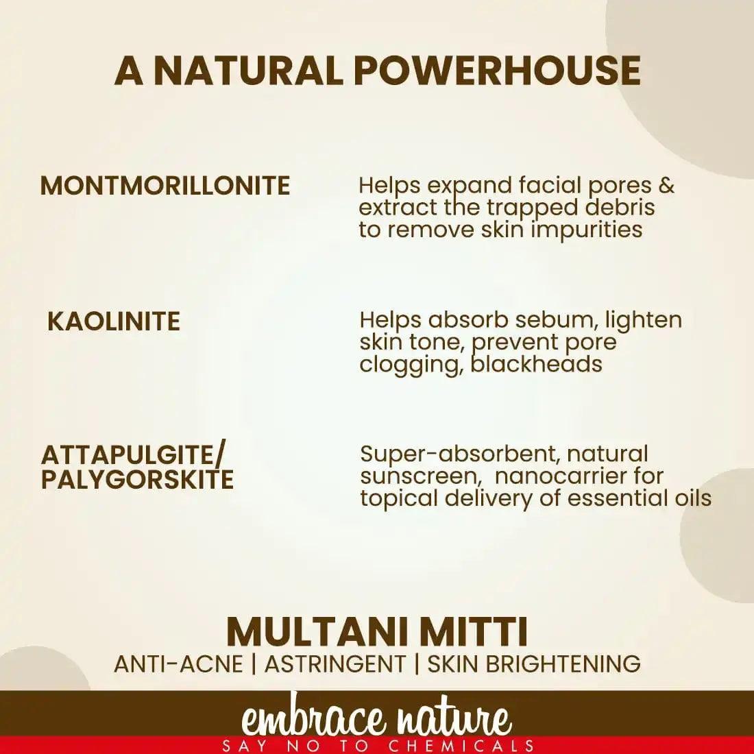 Nature Sure Multani Mitti Powder 200g with Rose Water 50ml