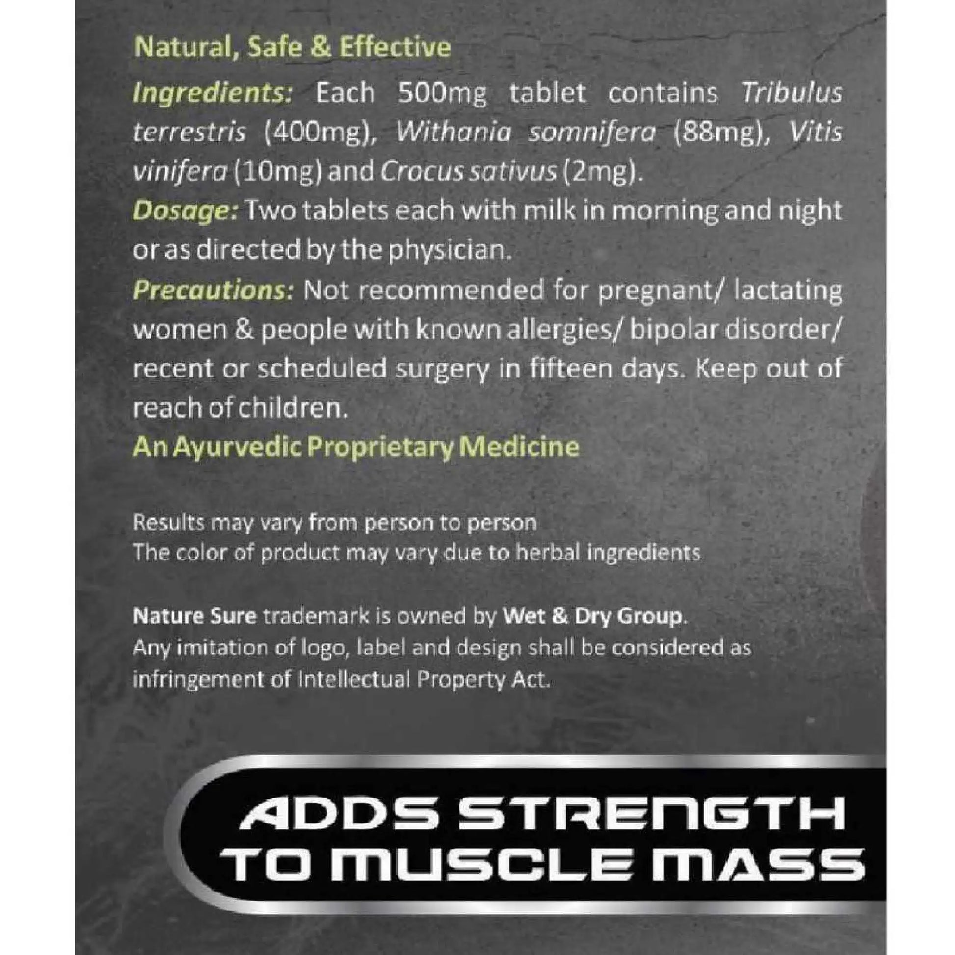 Take Two Tablets of Nature Sure Muscle Charge in Morning and Two at Night Preferably With Milk