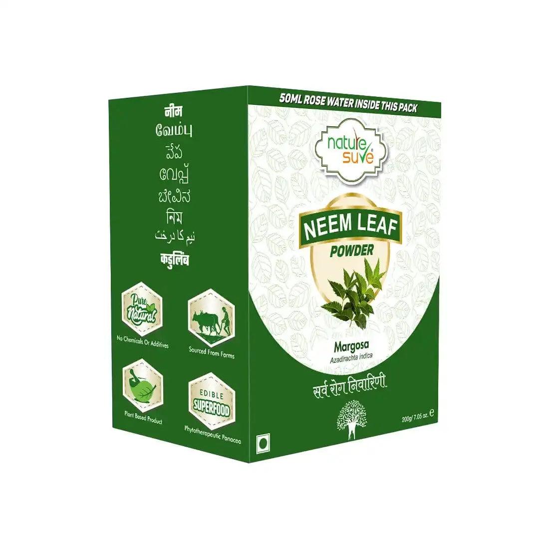 Nature Sure Neem Leaf Powder 200g with Rose Water 50ml 8906116281260