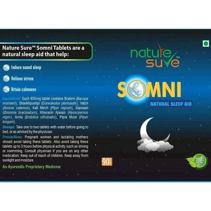 Nature Sure SOMNI Natural Sleep Aid Tablets for Men and Women - 90 Tablets