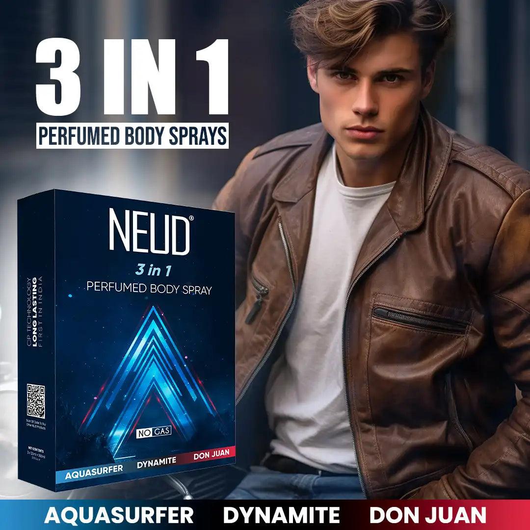 NEUD 3-in-1 Perfumed Body Sprays for Men, Long-Lasting Deodorants, No Gas, No CFC Formula - 3 x 120ml Each - everteen-neud.com