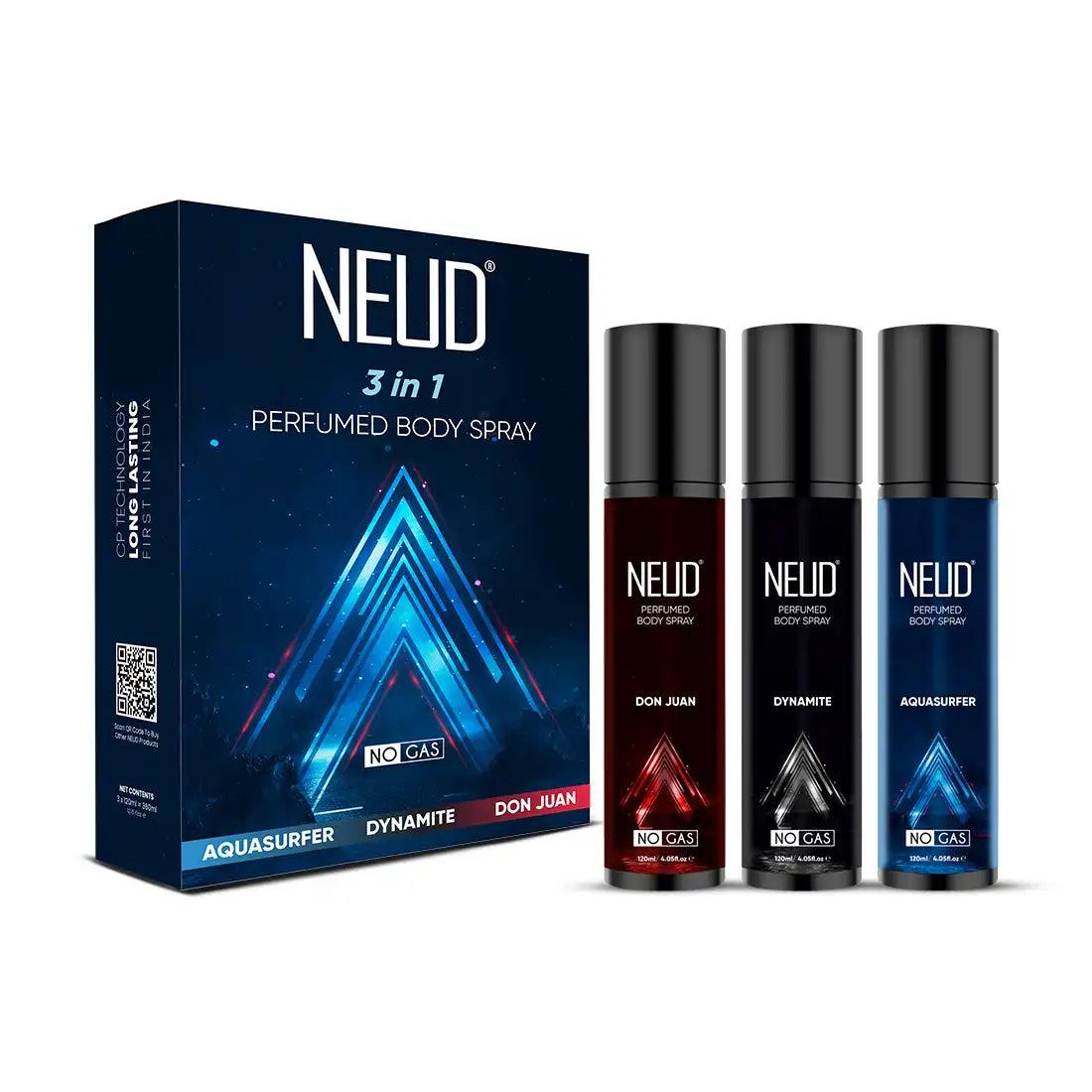 NEUD 3-in-1 Perfumed Body Sprays for Men, Long-Lasting Deodorants, No Gas, No CFC Formula - 3 x 120ml Each - Official Brand Store: everteen | NEUD | Nature Sure | ManSure