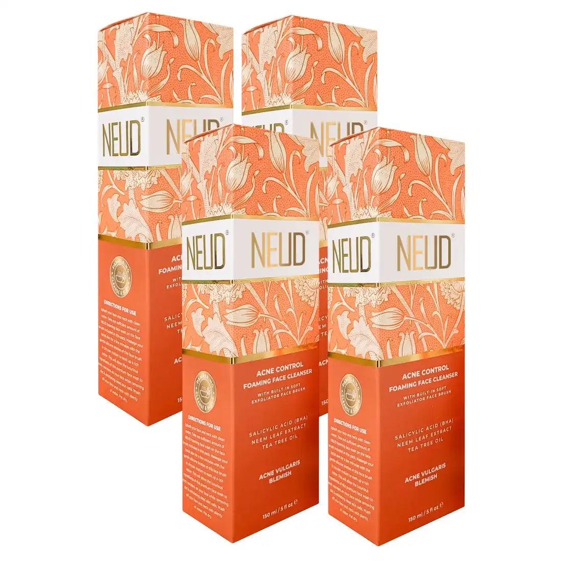 Buy 4 Packs NEUD Acne Control Foaming Face Cleanser With Salicylic Acid, Neem and Tea Tree Oil - everteen-neud.com