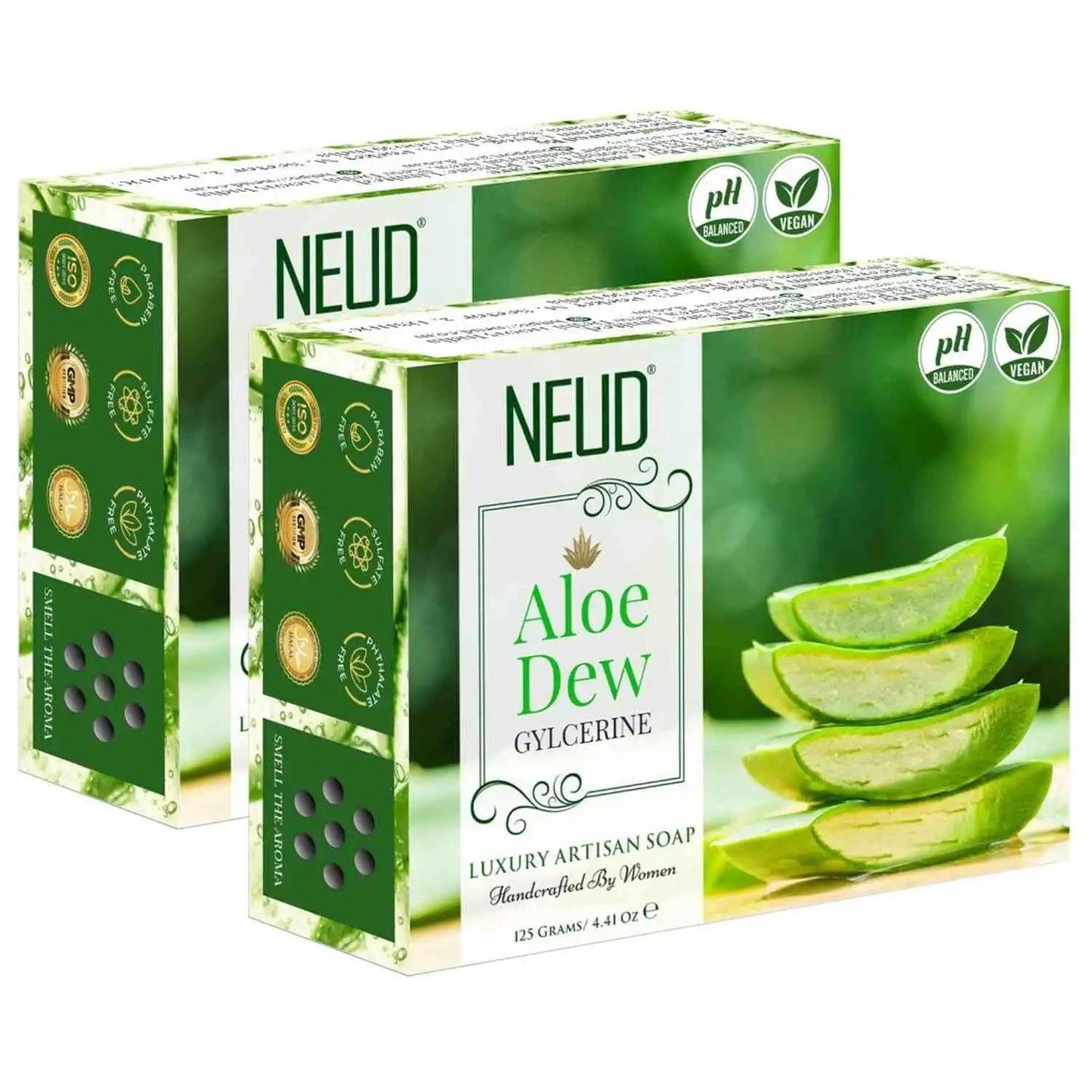 Buy 2 Packs NEUD Aloe Dew Glycerine Luxury Artisan pH-Balanced Handmade Soap 125g Each - everteen-neud.com