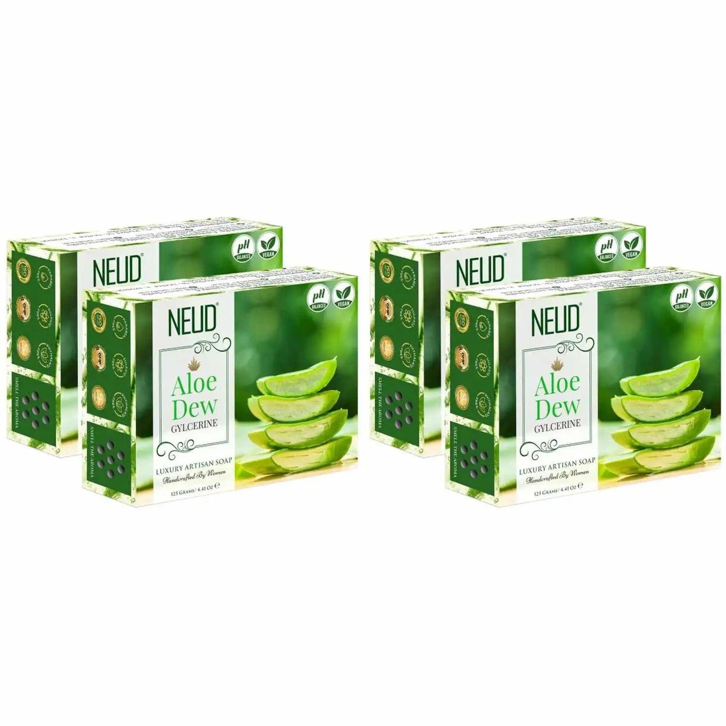 Buy 4 Packs NEUD Aloe Dew Glycerine Luxury Artisan pH-Balanced Handmade Soap 125g Each - everteen-neud.com