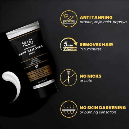NEUD Anti-Tanning Hair Removal Cream for Arms, Legs, Chest and Back in Men and Women Contains Arbutin, Kojic Acid and Papaya - everteen-neud.com