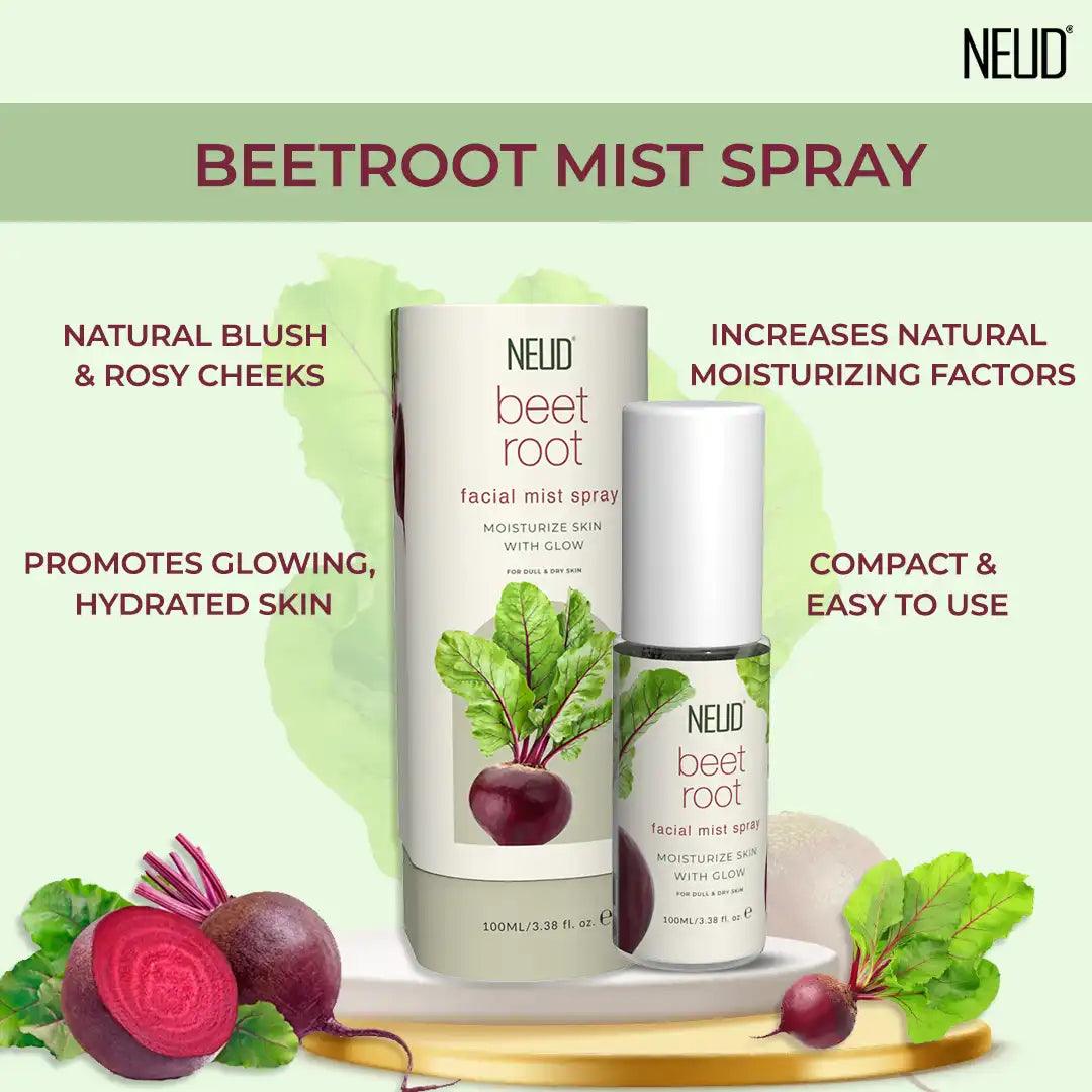 NEUD Beet Root Facial Mist Spray 100ml For Dull and Dry Skin, Rosy Cheeks and Glowing Skin  - everteen-neud.com