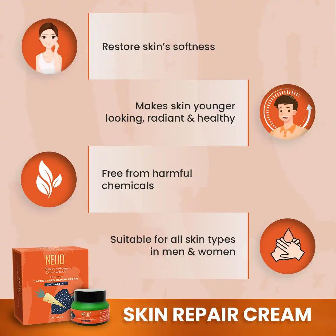 NEUD Carrot Seed Premium Skin Repair Cream Make Skin Younger Looking and Radiant Without Chemicals - everteen-neud.com