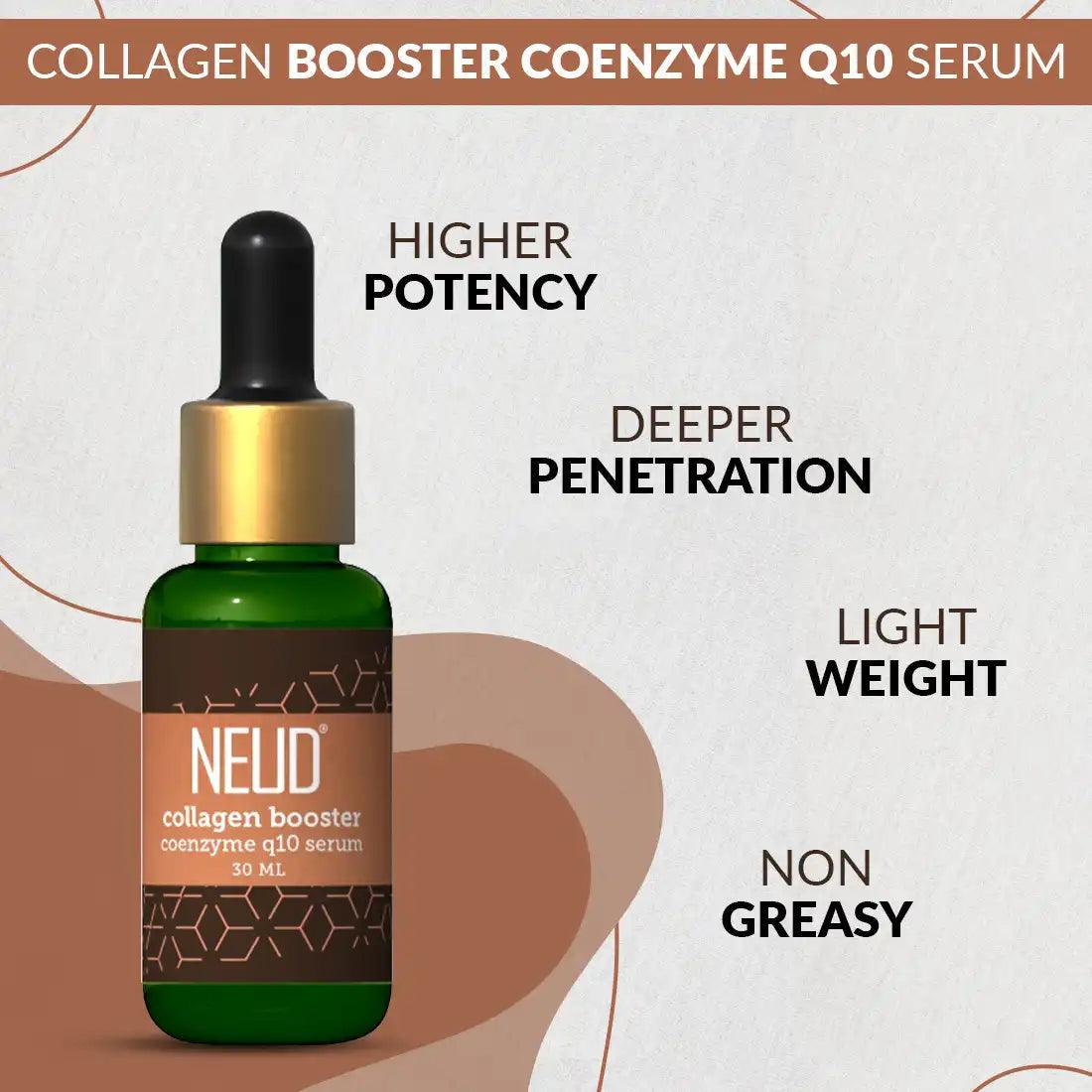 NEUD Collagen Booster Coenzyme Q10 Serum 30ml With Matrixyl 3000 and Aloe Vera Has Higher Potency, Deeper Penetration, Is Light Weight and Non-Greasy - everteen-neud.com