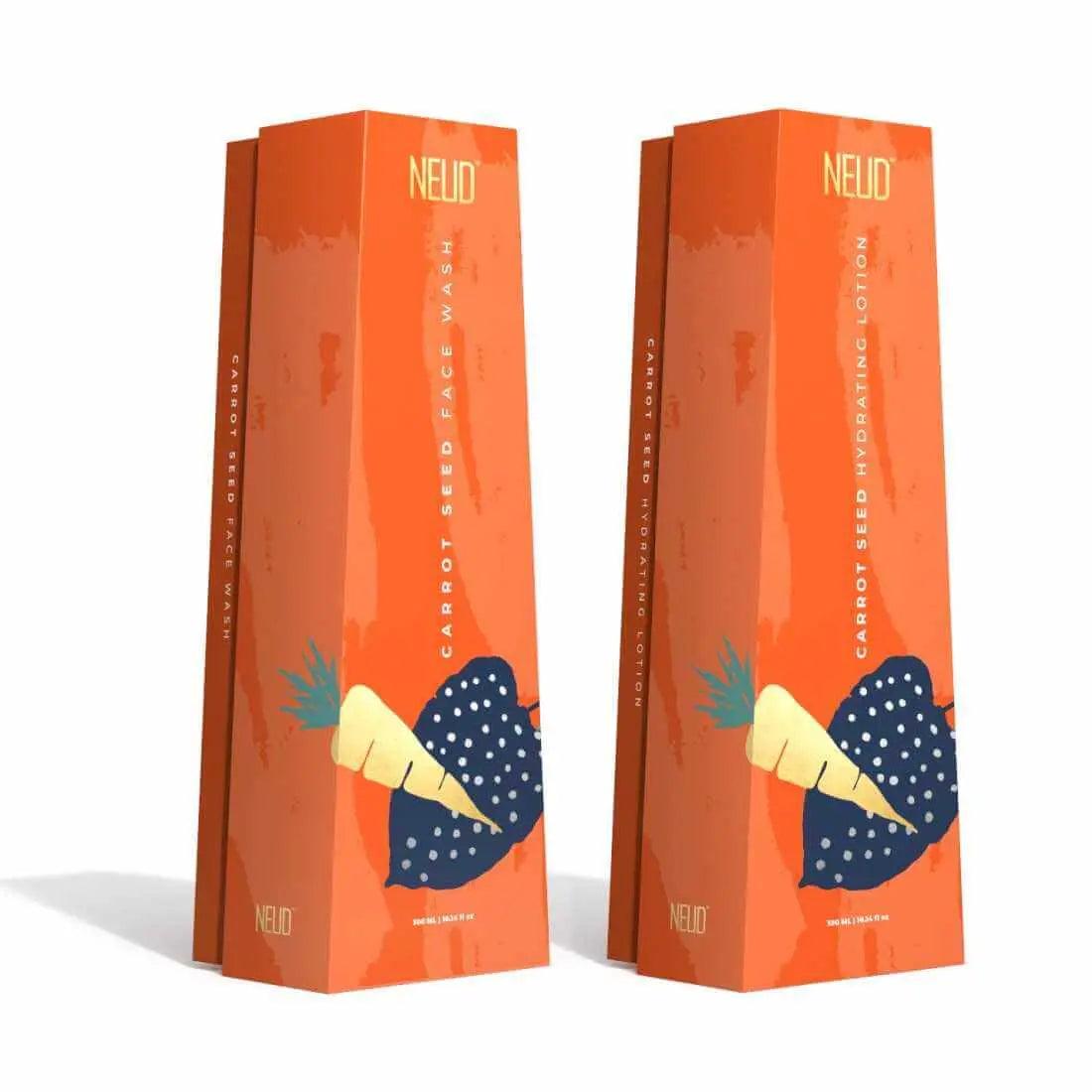 NEUD Combo: Carrot Seed Face Wash & Hydrating Lotion for Men & Women (300 ml Each) 8903540012255