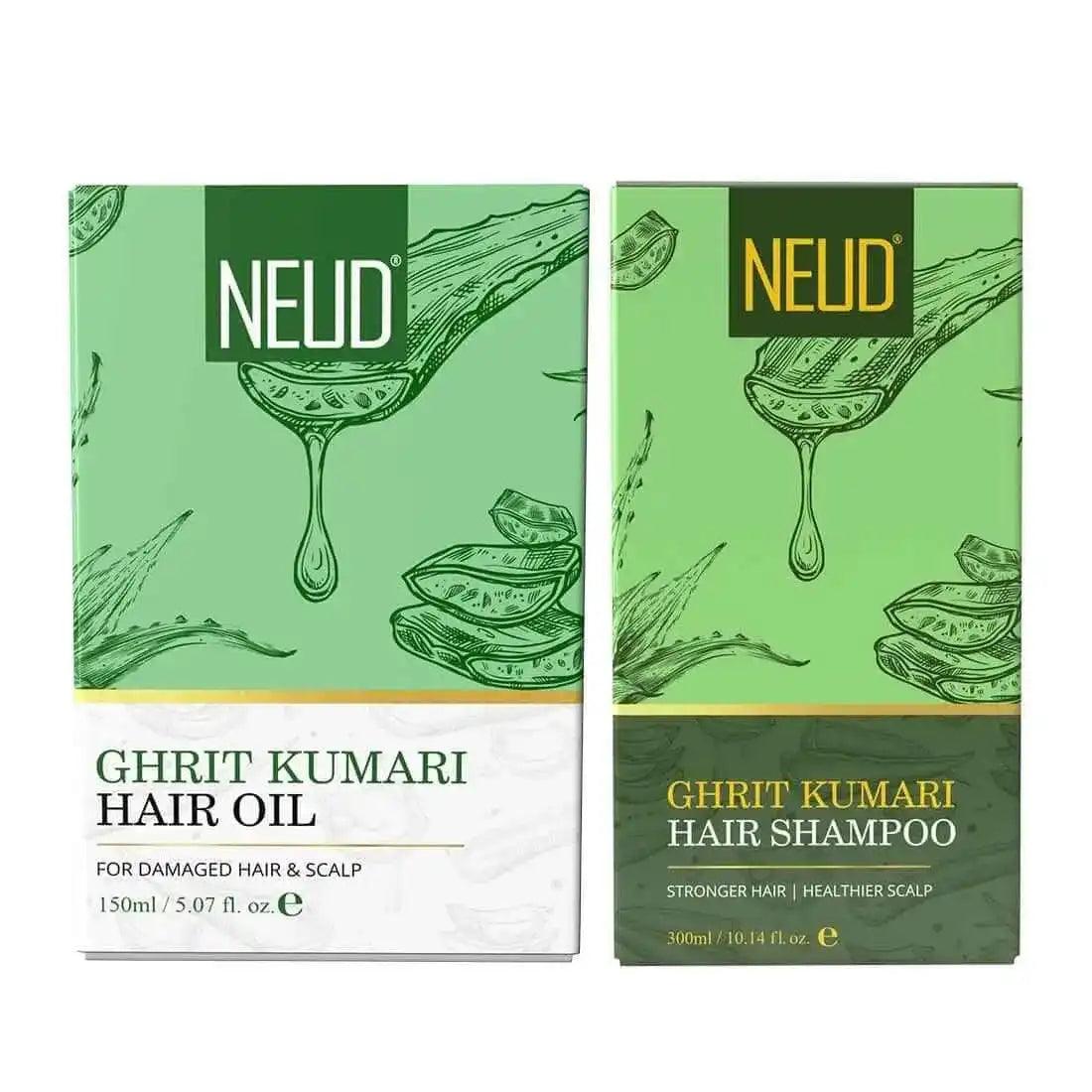 Buy NEUD Combo - Ghrit Kumari Hair Oil and Shampoo for Men and Women Directly From Company - everteen-neud.com