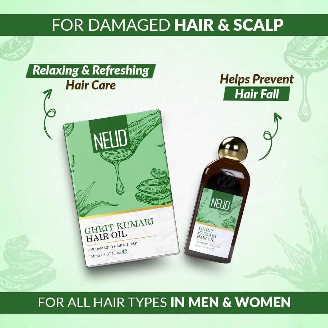 NEUD Combo - Ghrit Kumari Hair Oil and Shampoo for Men & Women 9559682314642