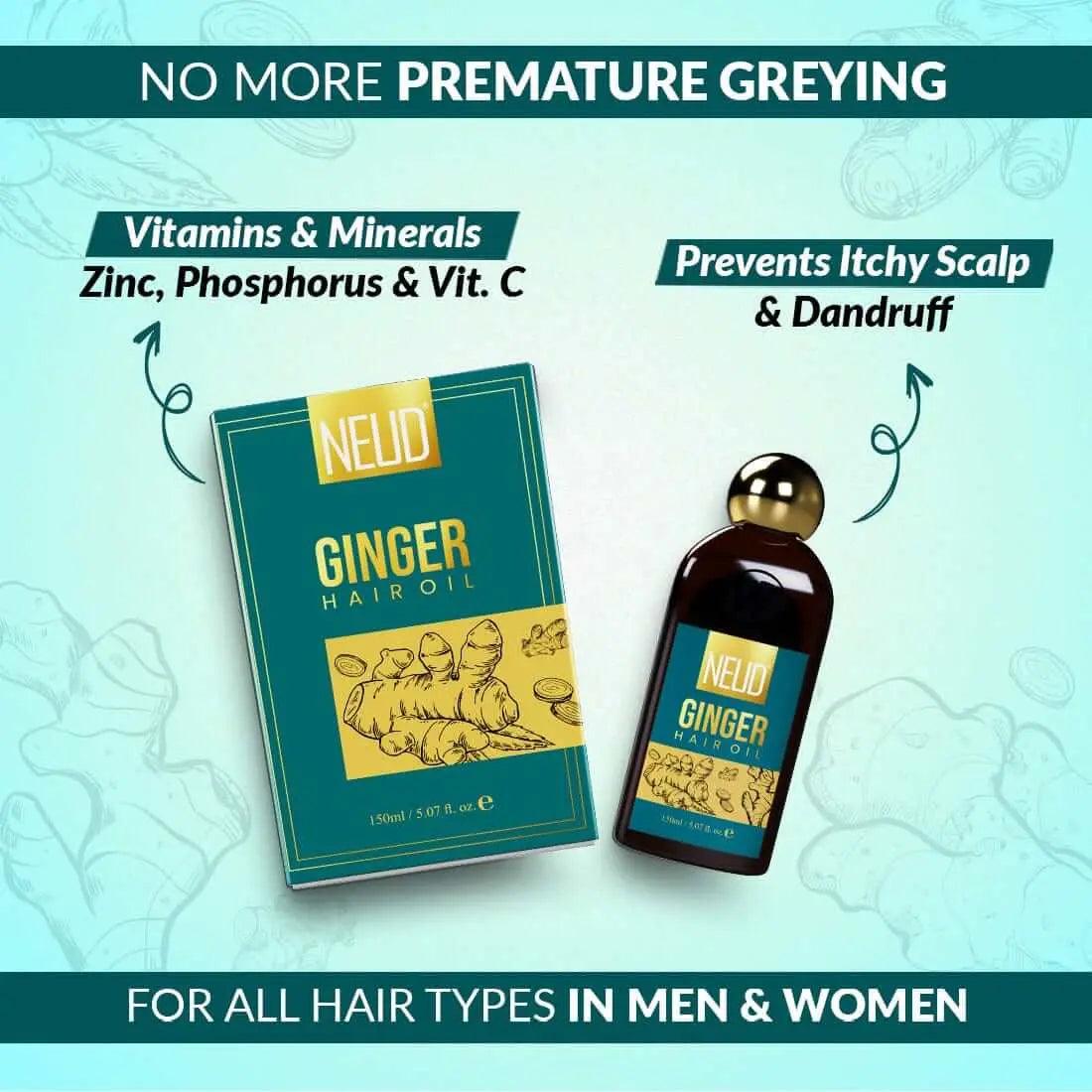 NEUD Combo - Ginger Hair Oil and Shampoo for Men & Women 9559682314574