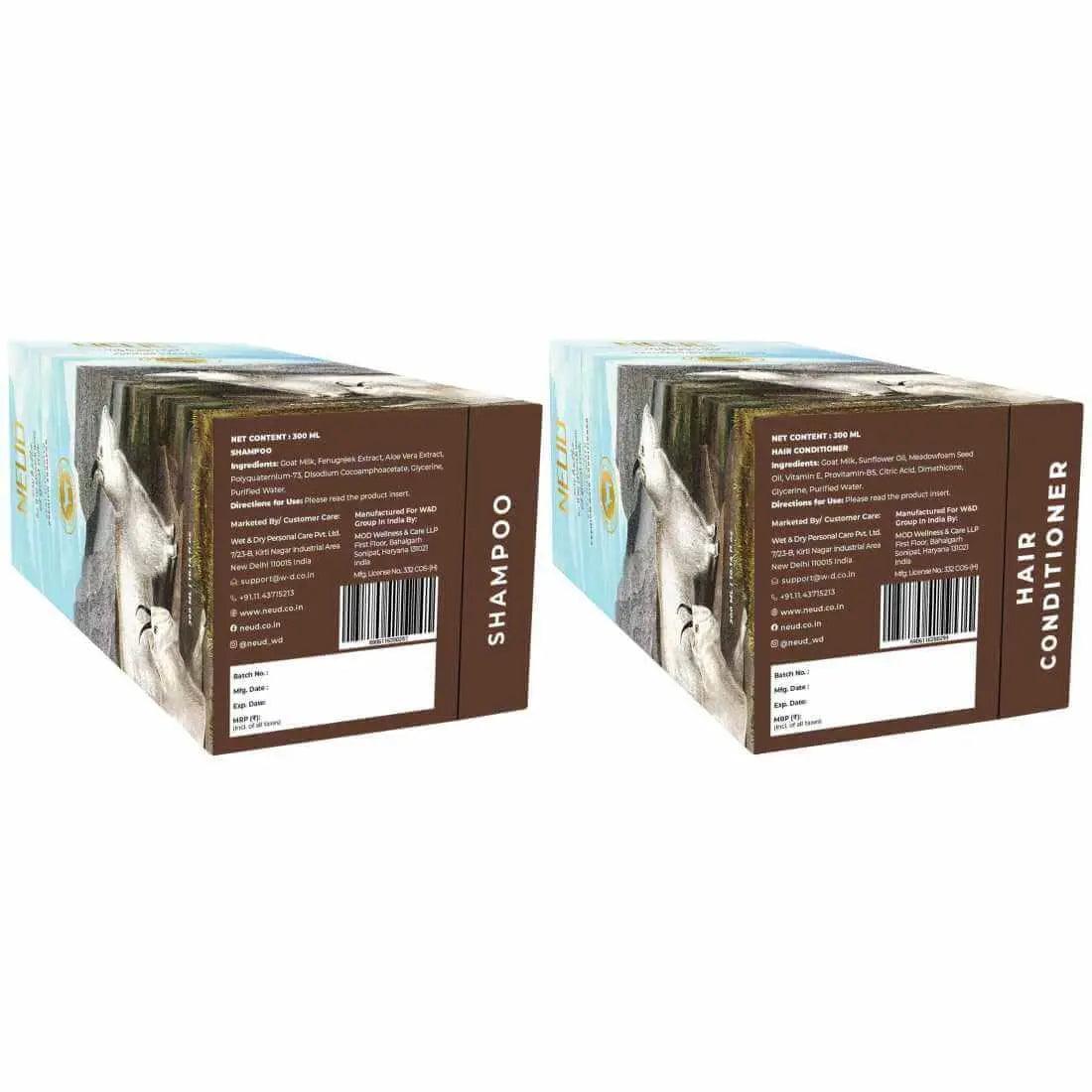 NEUD Combo: Goat Milk Shampoo & Hair Conditioner for Men & Women - 300 ml Each 8903540012224