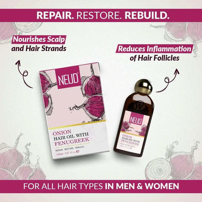 NEUD Combo - Onion Hair Oil and Shampoo with Fenugreek for Men & Women 9559682314406