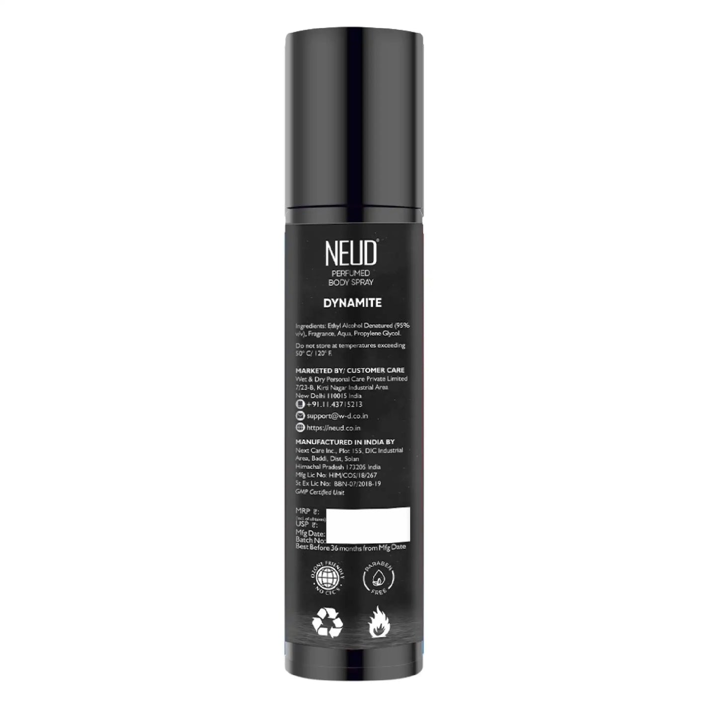 NEUD Dynamite Perfumed Body Spray For Office - Ozone-Friendly, No Talc, Aluminum, CFCs or Parabens