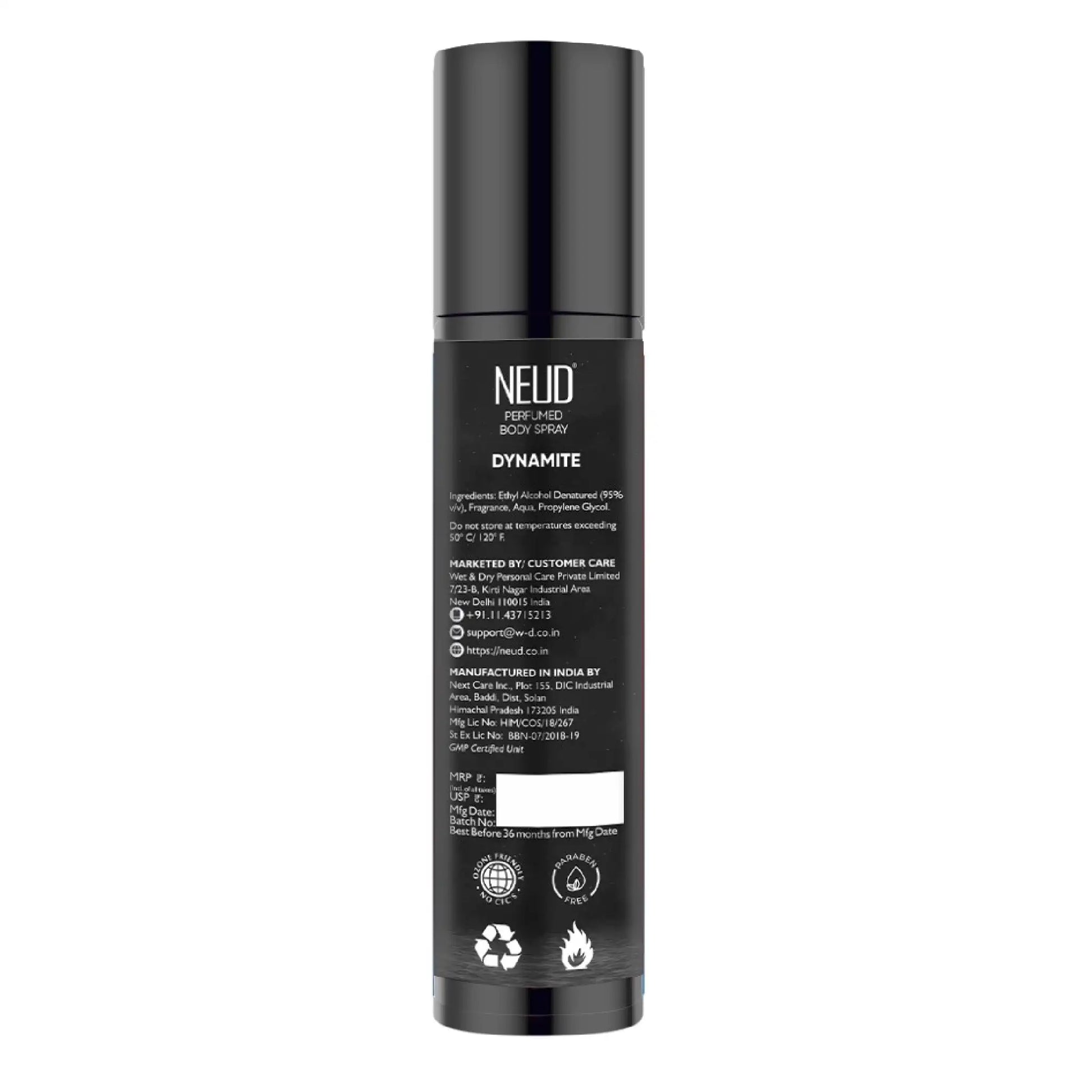 NEUD Dynamite Perfumed Body Spray For Office - Ozone-Friendly, No Talc, Aluminum, CFCs or Parabens