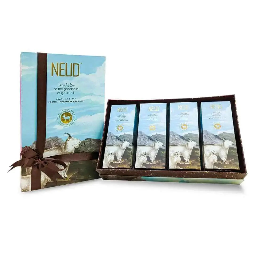 NEUD Goat Milk Personal Care Gift Box Contains 300ml Each of Shampoo, Conditioner, Face Wash and Moisturizing Lotion - everteen-neud.com