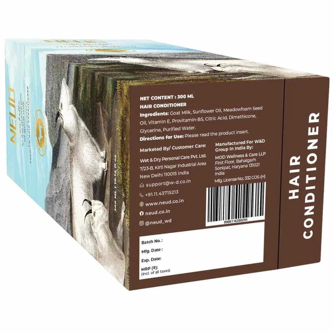 NEUD Goat Milk Hair Conditioner for Men & Women - 300 ml with Free Zipper Pouch