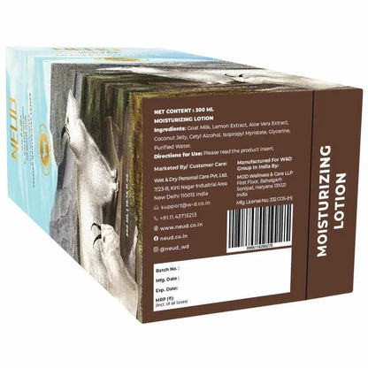 NEUD Goat Milk Moisturizing Lotion for Men & Women - 300 ml with Free Zipper Pouch