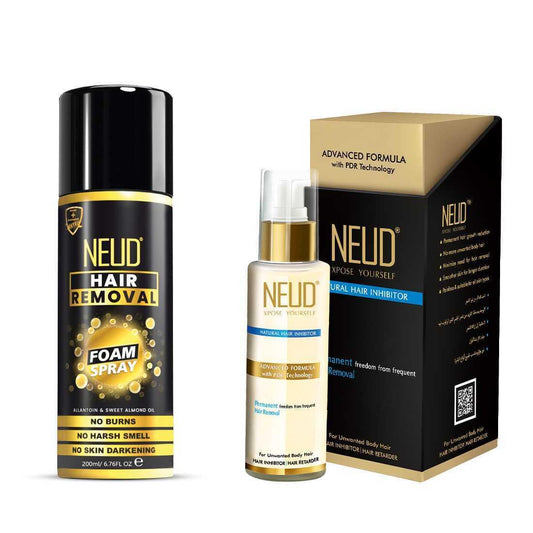 NEUD Hair Removal Foam Spray 200ml and Natural Hair Inhibitor 80g 7419870727772
