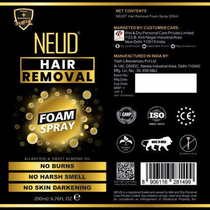 NEUD Hair Removal Foam Spray 200ml with No Burns, Harsh Smell or Skin Darkening is Shipped Worldwide - everteen-neud.com