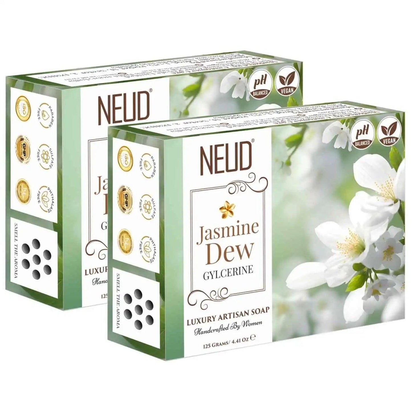 Buy 2 Packs NEUD Jasmine Dew Glycerine Luxury Artisan pH-Balanced Handmade Soap 125g Each - everteen-neud.com