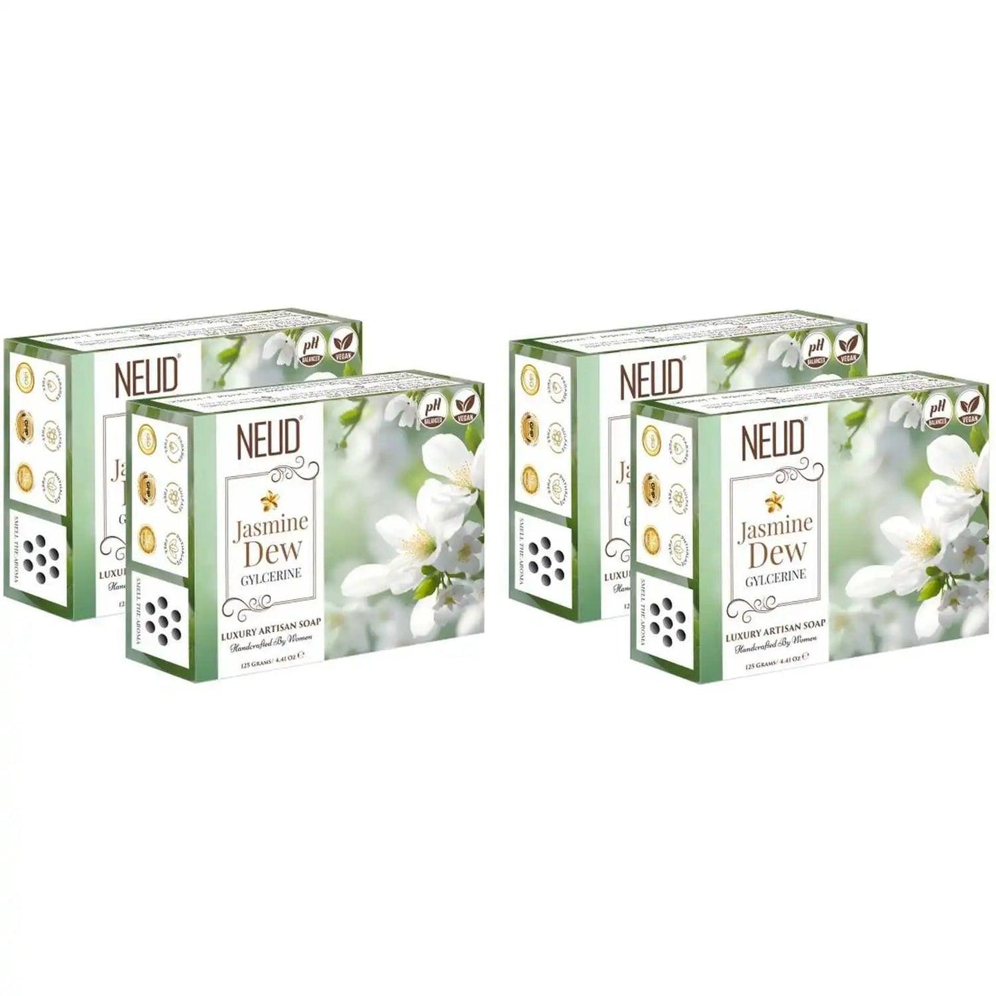 Buy 4 Packs NEUD Jasmine Dew Glycerine Luxury Artisan pH-Balanced Handmade Soap 125g Each - everteen-neud.com