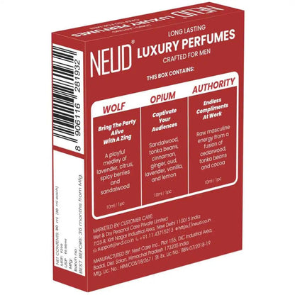 NEUD Luxury Pocket Perfume Gift Set for Men - Long Lasting Eau de Parfum (Citrus, Lavender, Cedarwood Fragrance) - 3x10ml - everteen-neud.com