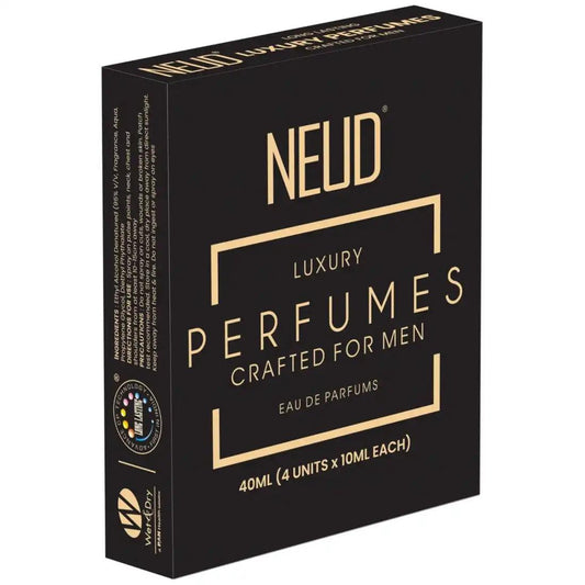 NEUD Luxury Pocket Perfume Gift Set for Men - Long Lasting Eau de Parfum (Citrus, Lavender, Cedarwood, Vanilla) - 4x10ml - everteen-neud.com
