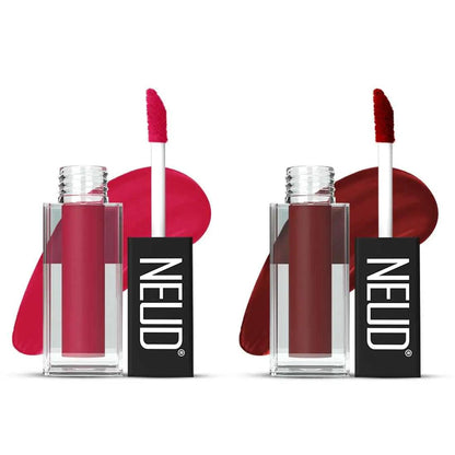 NEUD Matte Liquid Lipstick Combo - Hottie Crush and Red Kiss With Two Lip Gloss Free 7419870640521