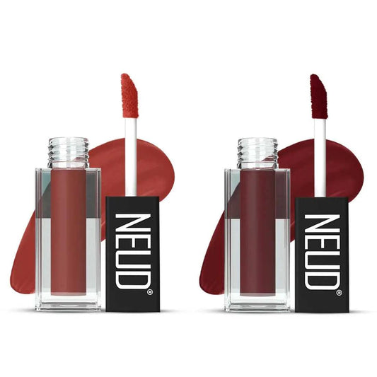 NEUD Matte Liquid Lipstick Combo - Jolly Coral and Mocha Brownie With Two Lip Gloss Free 7419870493899