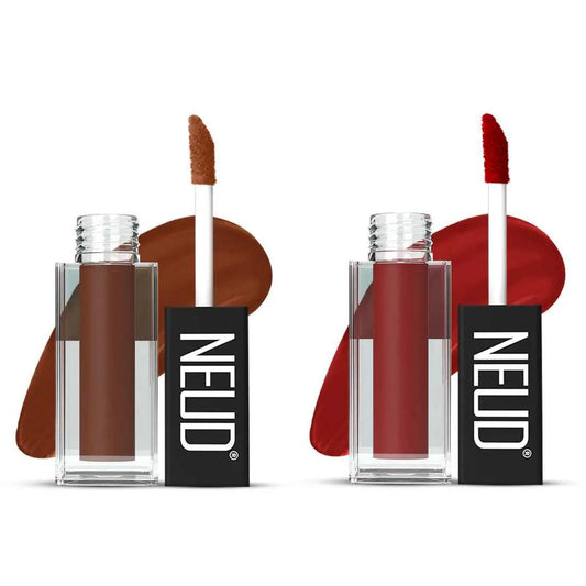 NEUD Matte Liquid Lipstick Combo - Oh My Coco and Perfect Pout With Two Lip Gloss Free 7419870487515