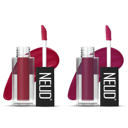 NEUD Matte Liquid Lipstick Combo - Peachy Pink and Mauve-a-Licious With Two Lip Gloss Free 7419870483173