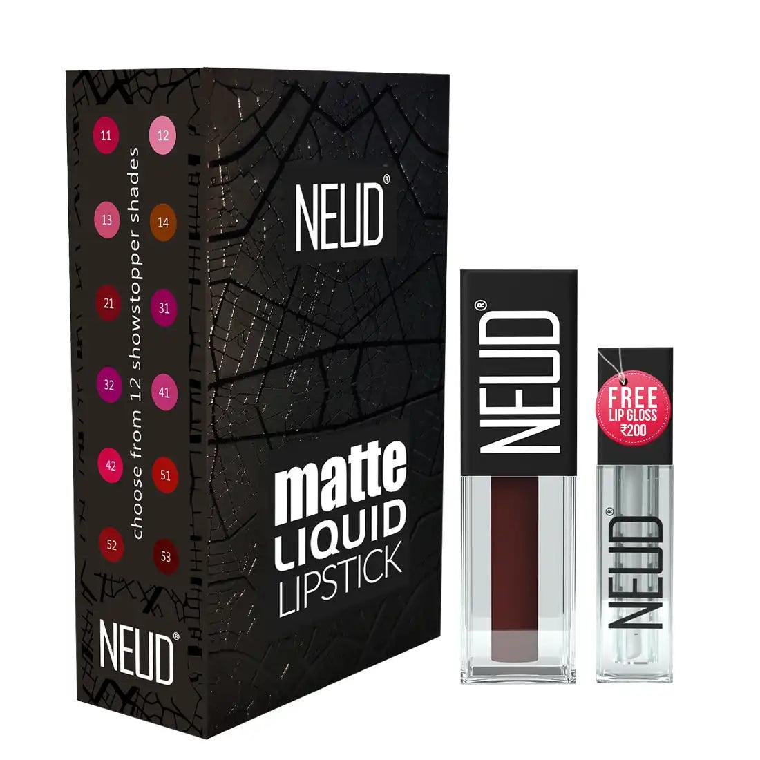 Get Free Lip Gloss Worth Rs.200 Inside Every Pack of NEUD Matte Liquid Lipstick Espresso Twist - everteen-neud.com