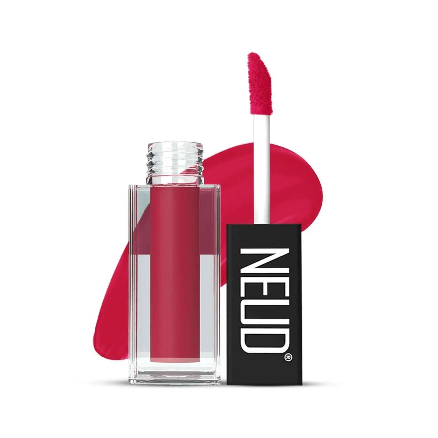 NEUD Matte Liquid Lipstick Hottie Crush with Jojoba Oil, Vitamin E and Almond Oil - Smudge Proof 12-hour Stay Formula with Free Lip Gloss