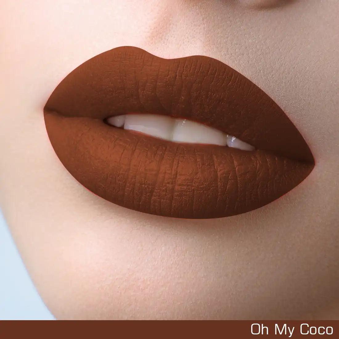 Closeup of Shade for NEUD Matte Liquid Lipstick Oh My Coco - everteen-neud.com