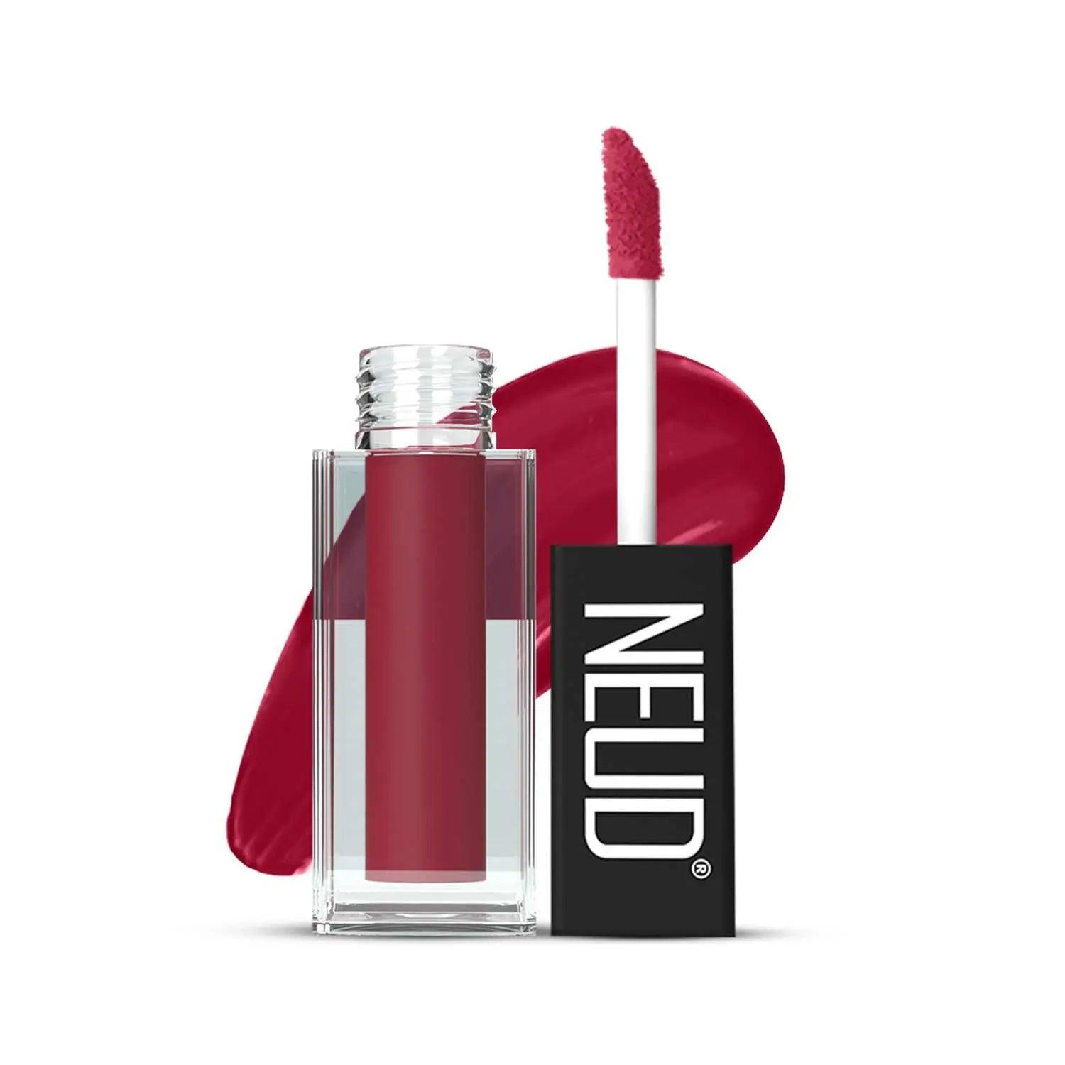 NEUD Matte Liquid Lipstick Peachy Pink with Jojoba Oil, Vitamin E and Almond Oil - Smudge Proof 12-hour Stay Formula with Free Lip Gloss